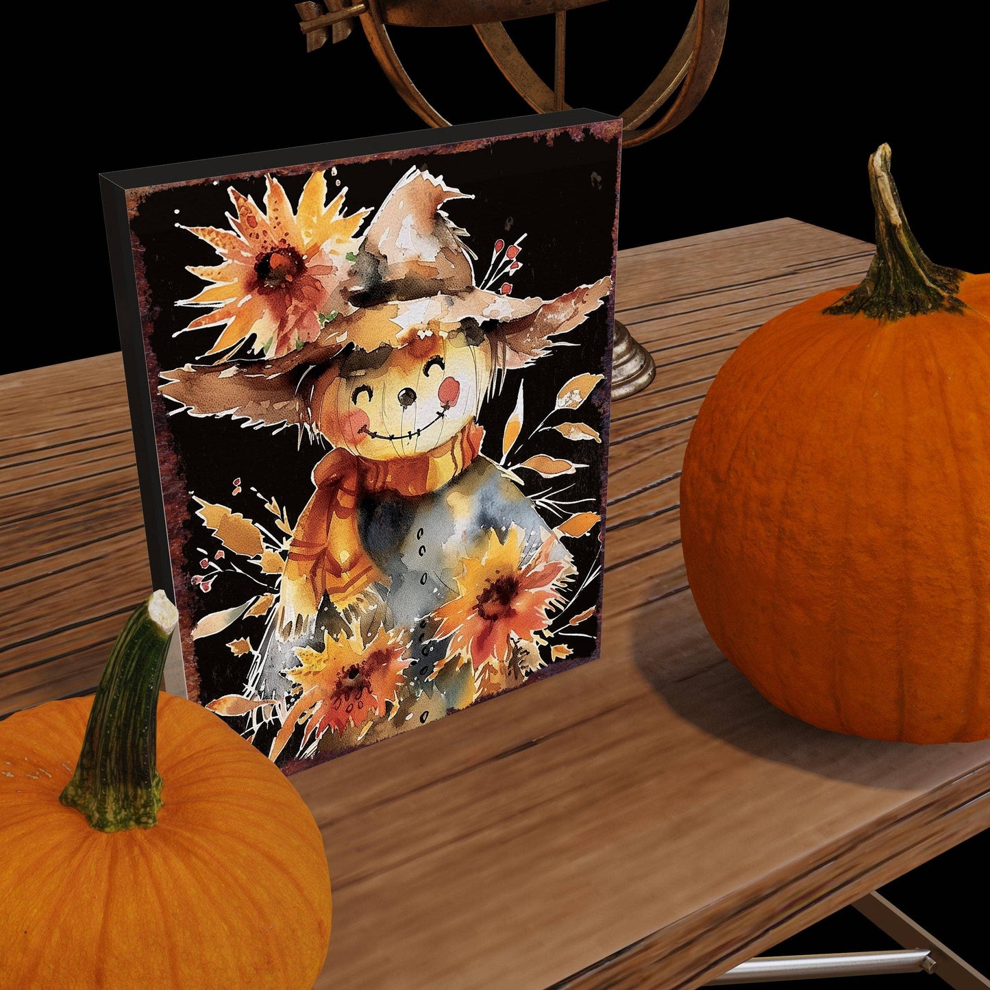 15in Fall Sunflower Table Decor - Fall Decor Wooden Autumn Tabletop Sign Decoration for Home, Farmhouse Harvest Holiday Indoor Party Decor