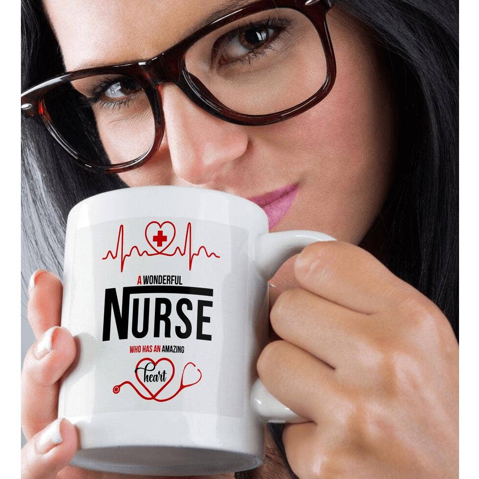 3dRose, Wonderful Nurse with an Amazing Heart Nurses Theme, Mug