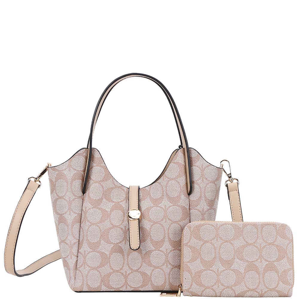2IN1 OVAL PRINT HANDLE DESIGN SATCHEL W WALLET S, XFT 1298A