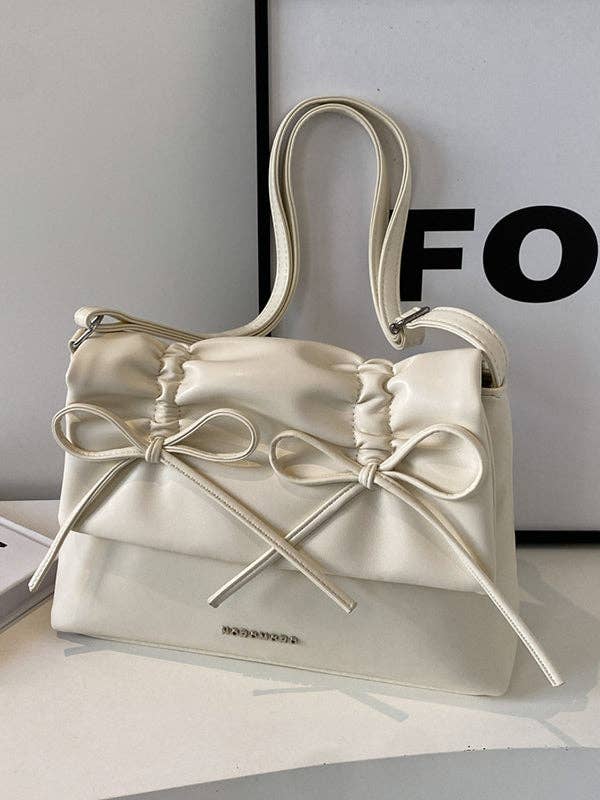 Bowknot Pleated Solid Color Crossbody Bags