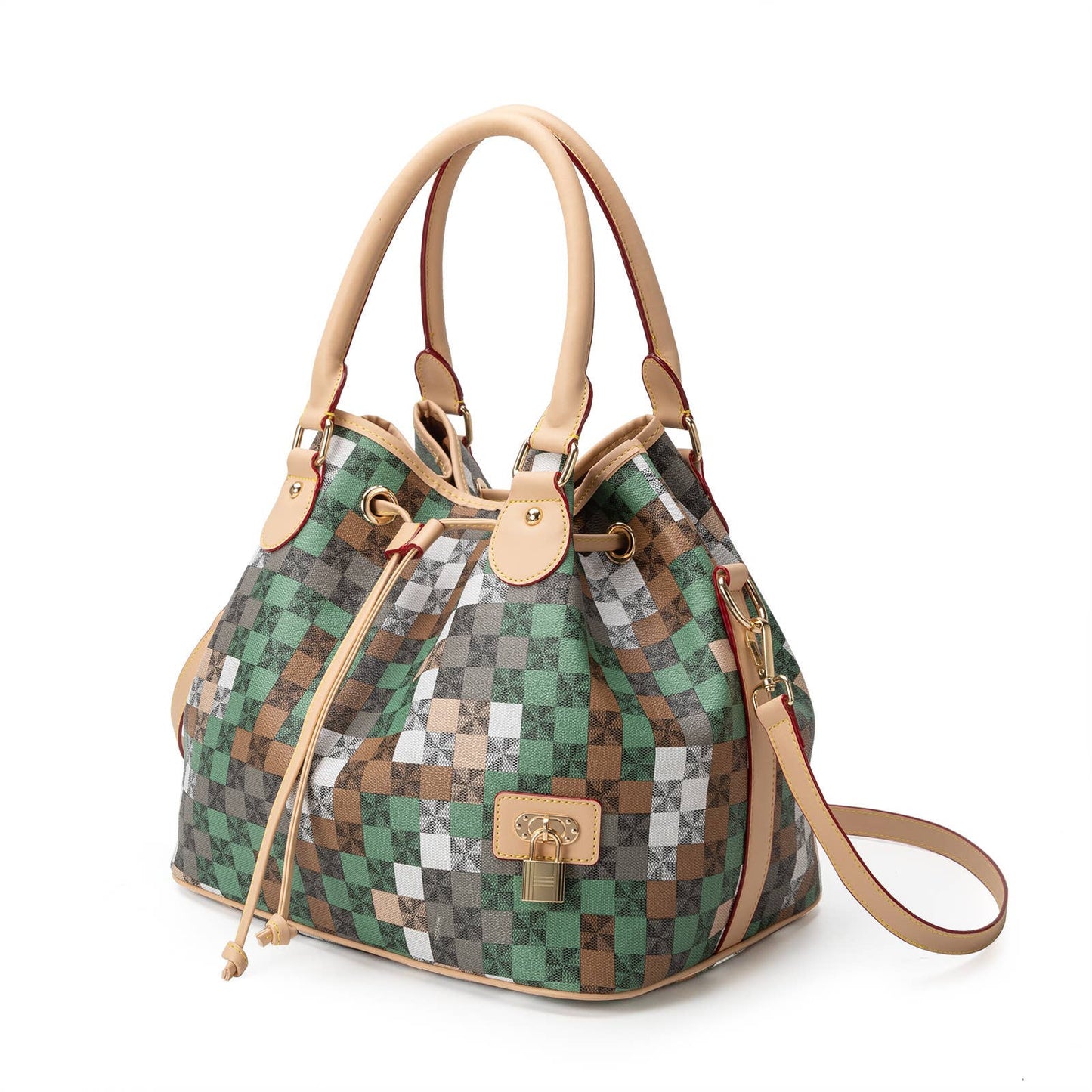 Camouflage drawstring bucket bag handbag