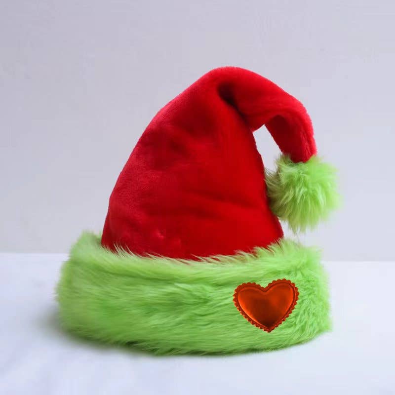 Plush Christmas hat with green brim