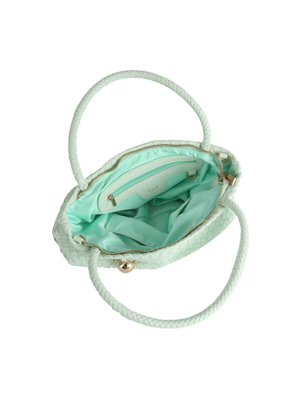 Woven Golden Ball Clasp Tote Bag