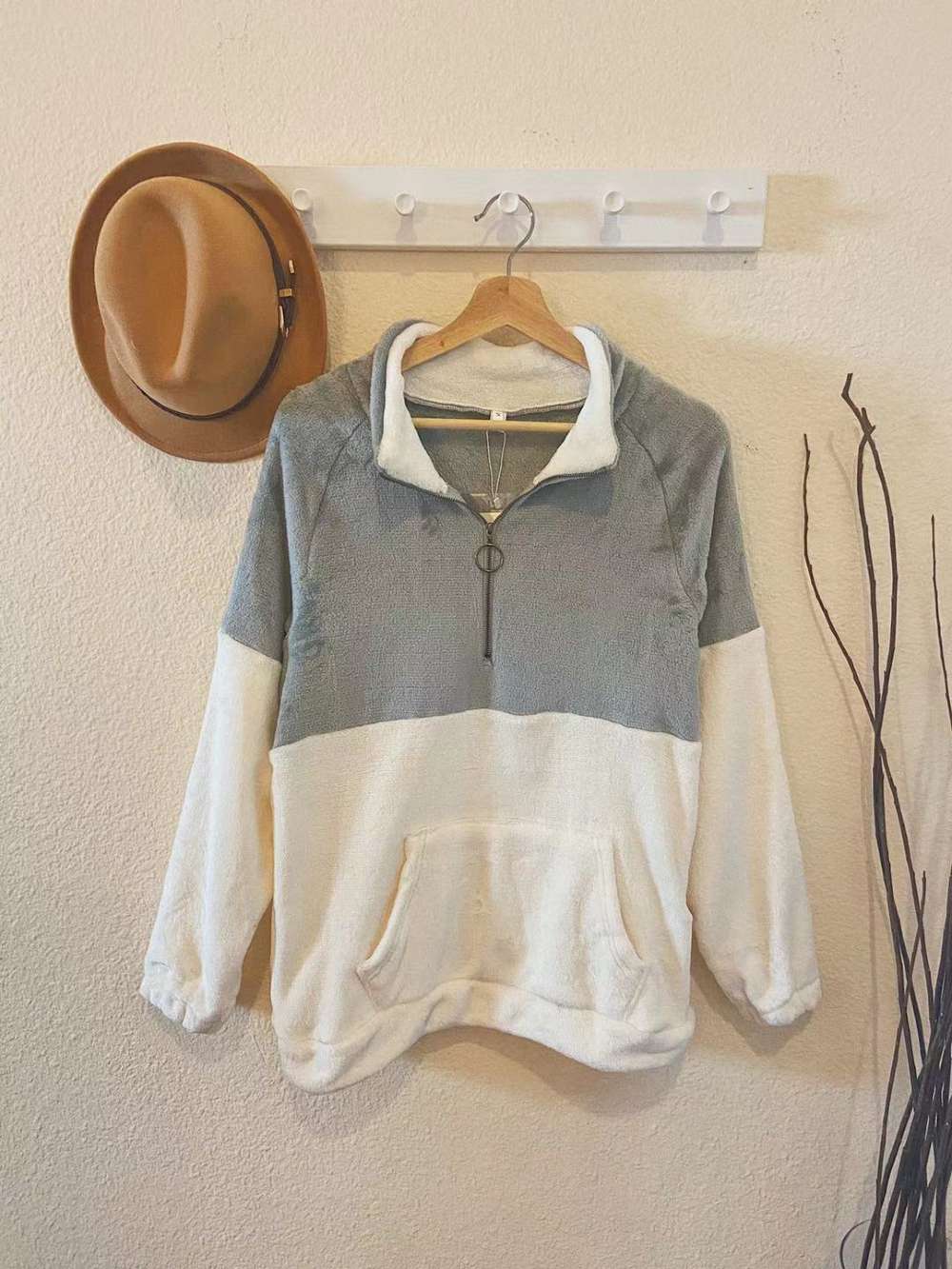 Womens furry color block sweater