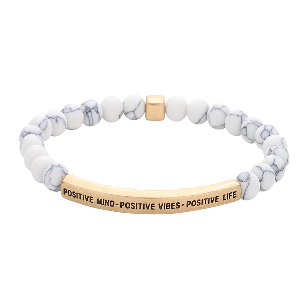 Positive Mind - Positive Vibes - Positive Live Message Natural Stone Stretch Bracelet