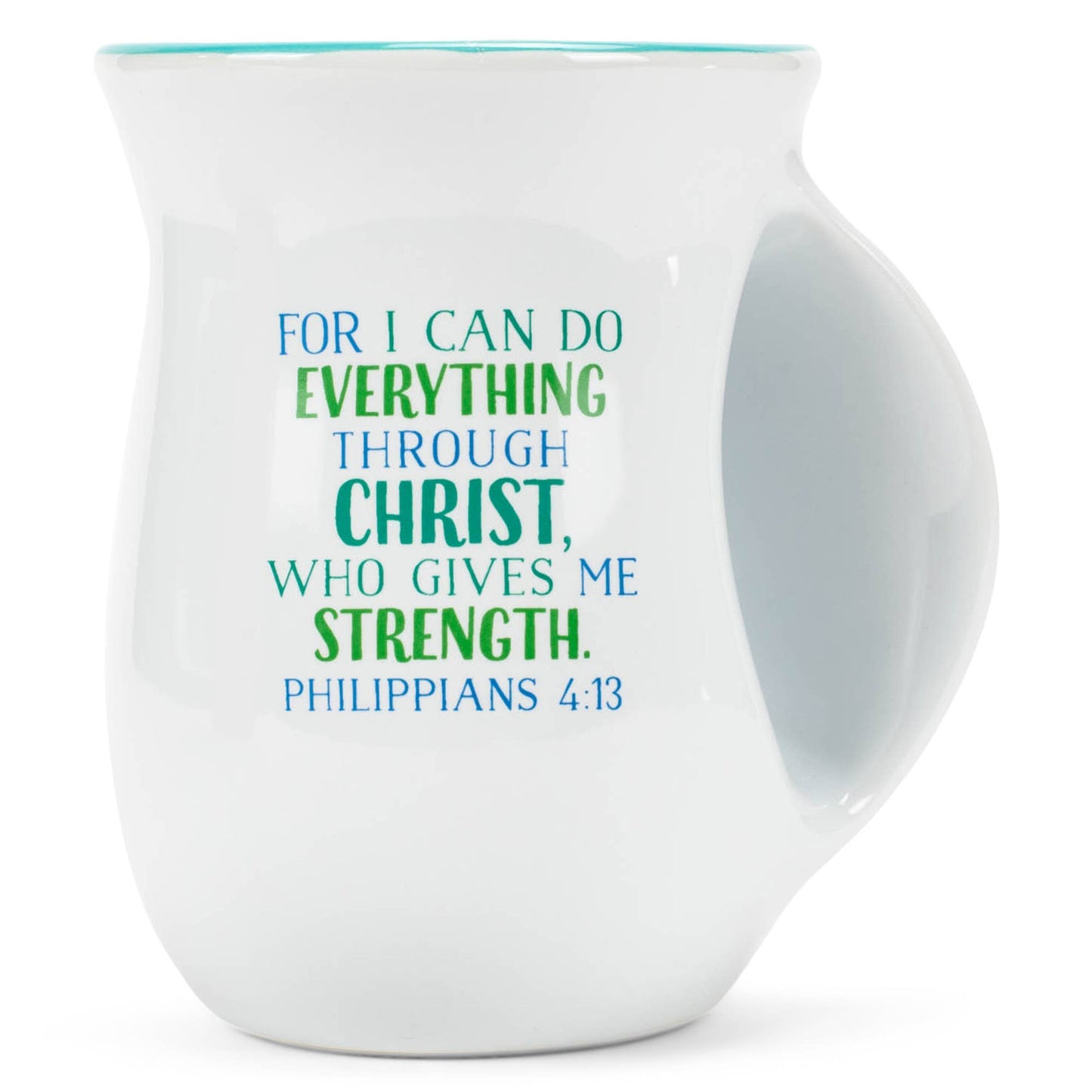Ceramic Handwarmer Mug Serenity Prayer Green/White
