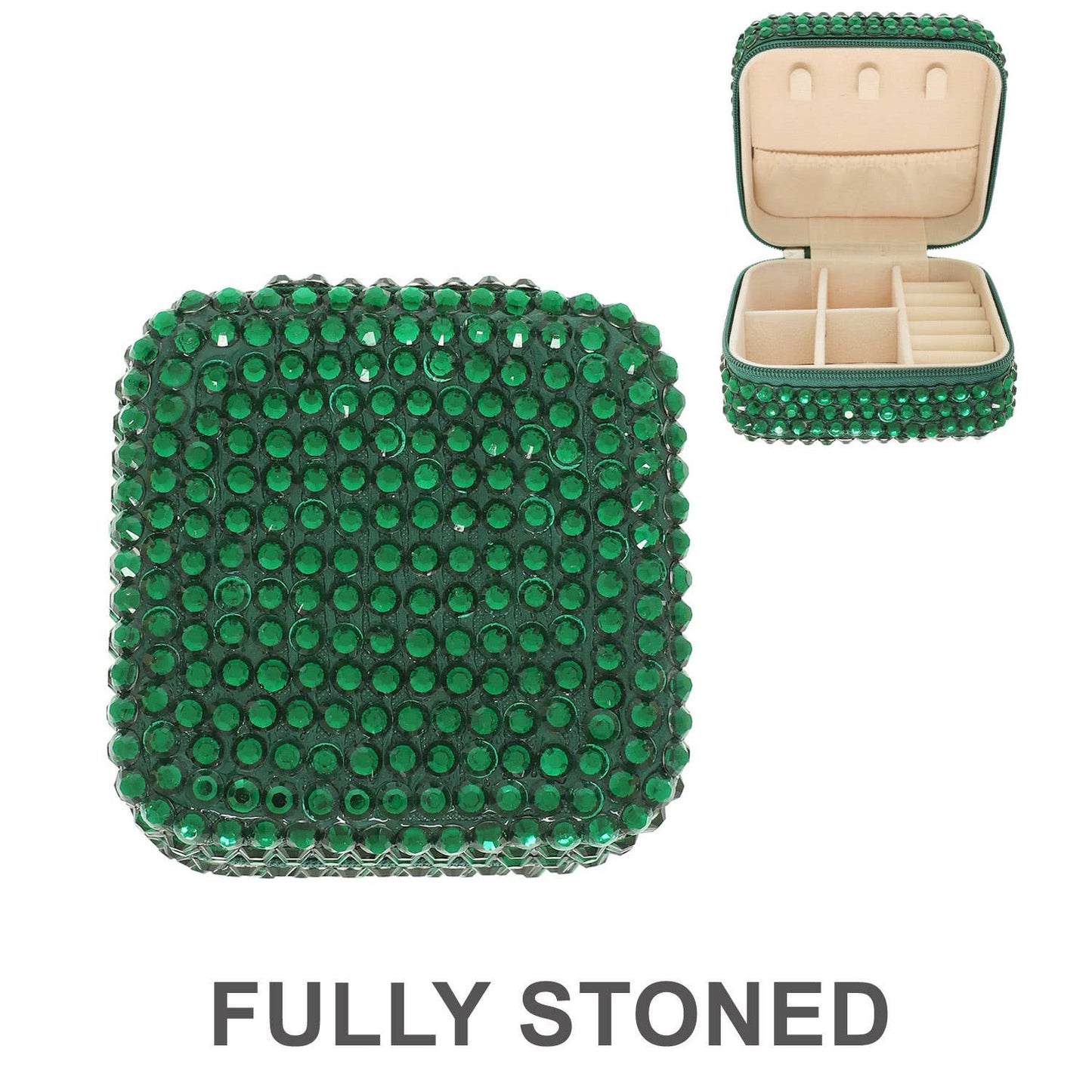 Crystal Rhinestone Embellished Travel Jewelry Box