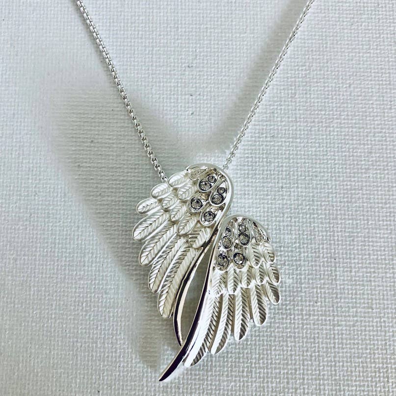 Angel Wings Necklace  Silver Tone in BOX/ Jewelry