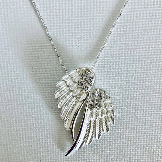 Angel Wings Necklace  Silver Tone in BOX/ Jewelry