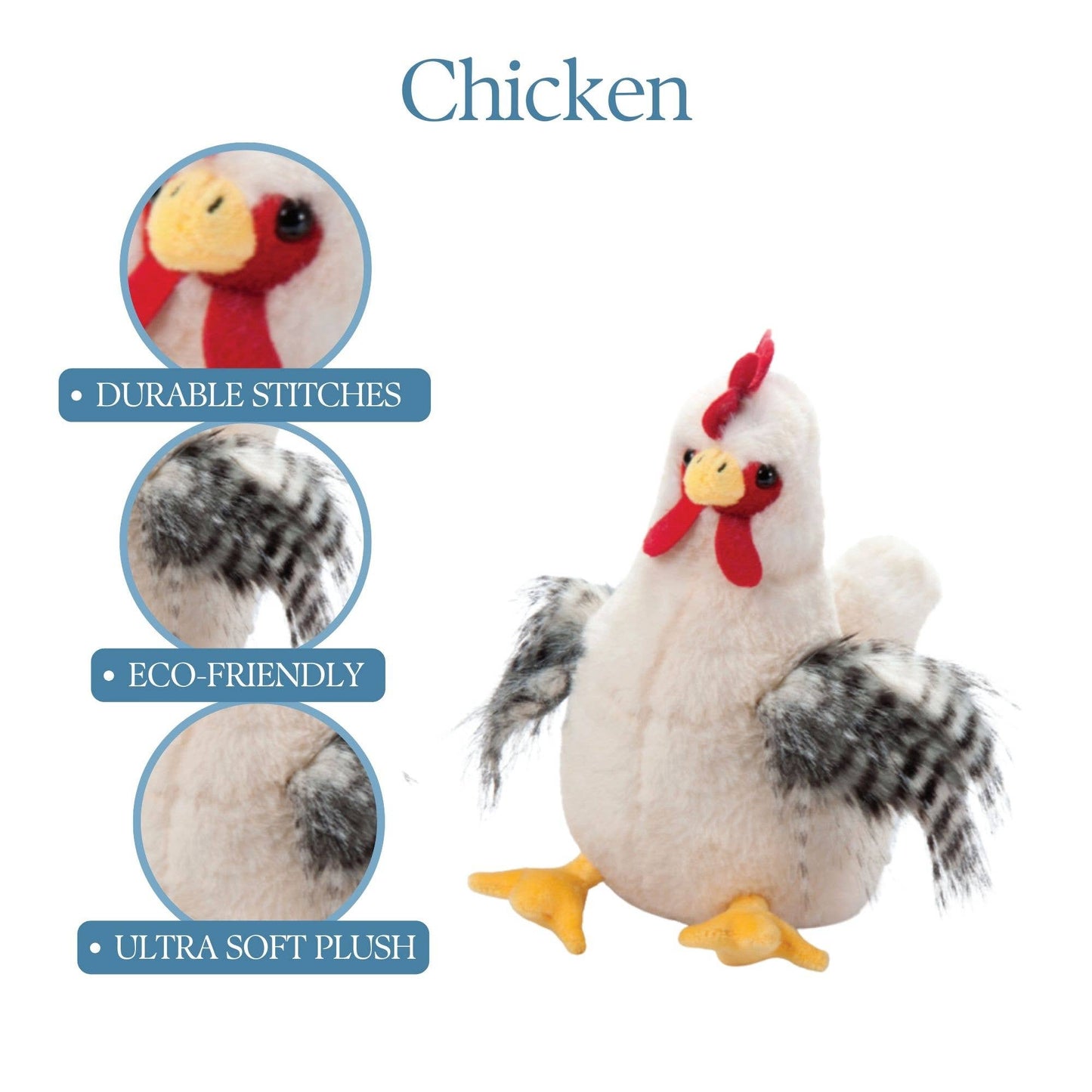 9" (19cm) Wild Onez Chicken White Farm/barnyard Animal