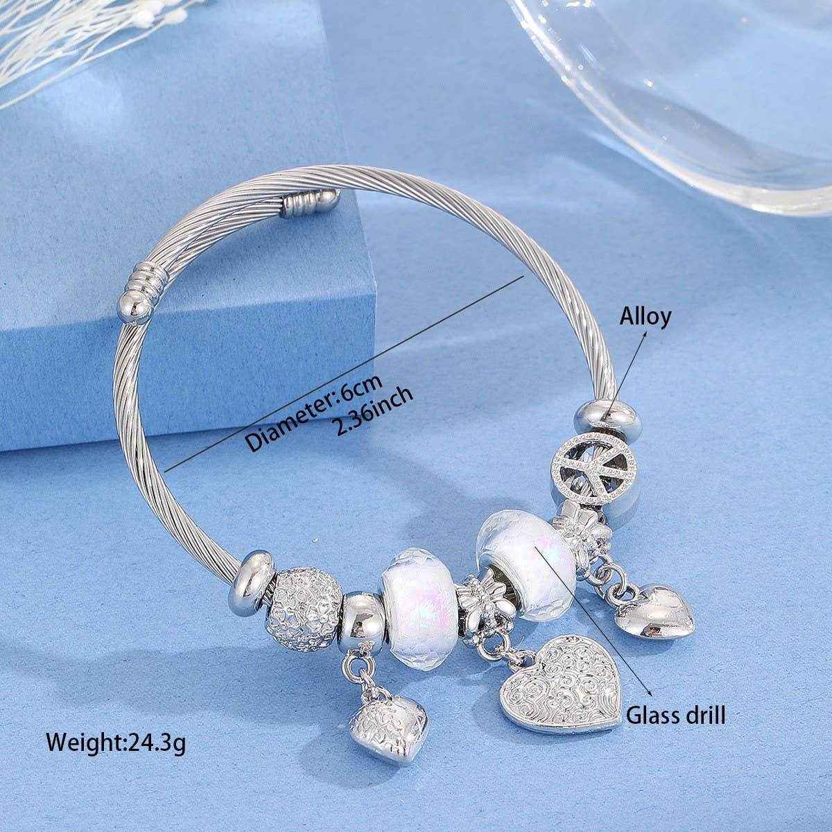 DURABLE STAINLESS STEEL ADJUSTABLE HEART BRACELET_CWMM8590