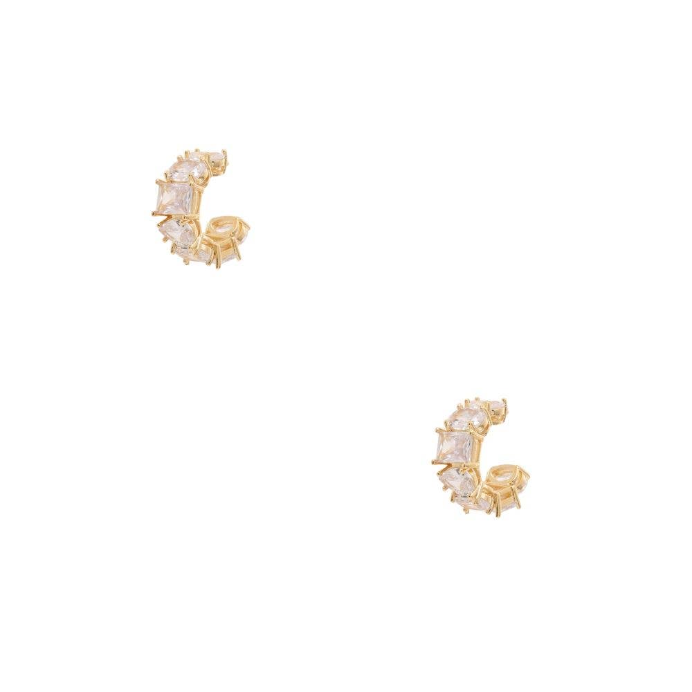 14K GOLD DIPPED CRYSTAL EDGE OPEN HOOP EARRING, KME 8695