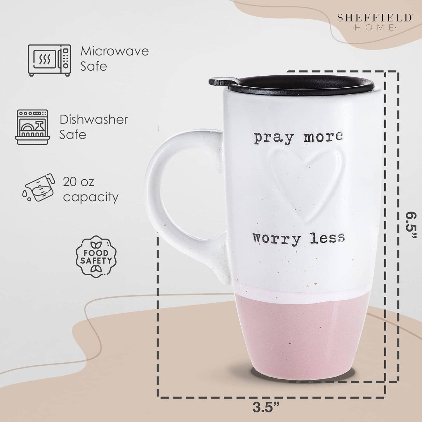 20oz Stoneware Travel Mug with Lid – Pray More Worry Less