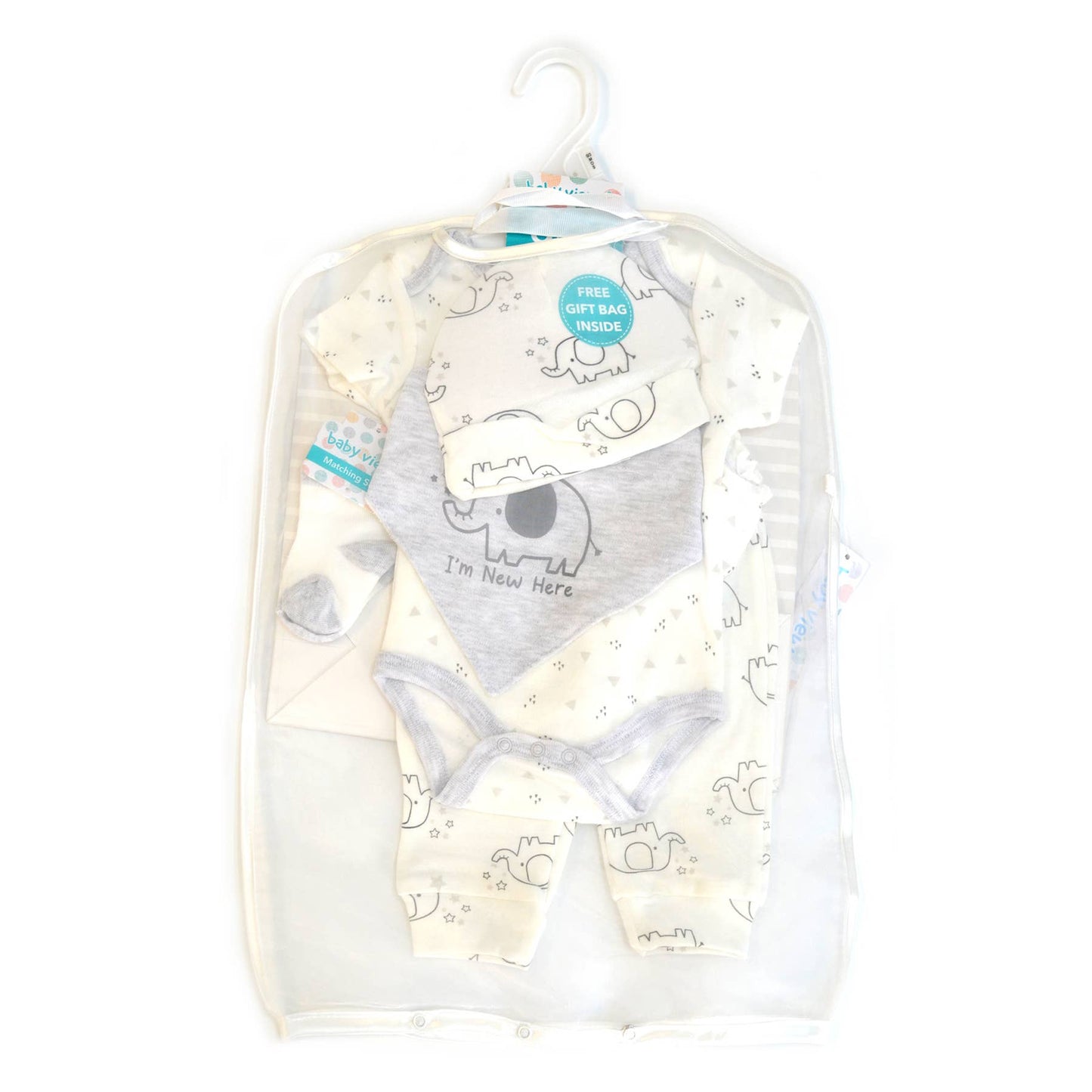 8 Pcs Hanging Baby Gift Set Bodysuit Leggings Bib Mitten Cap