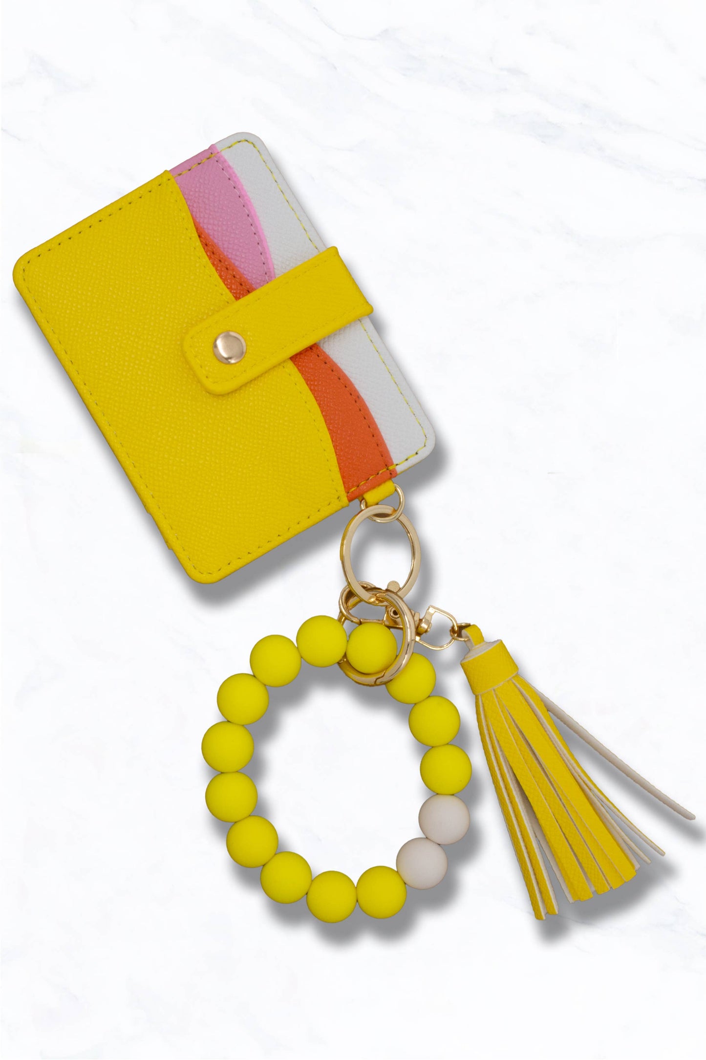 Faux Leather Card Holder Wallet Keychain