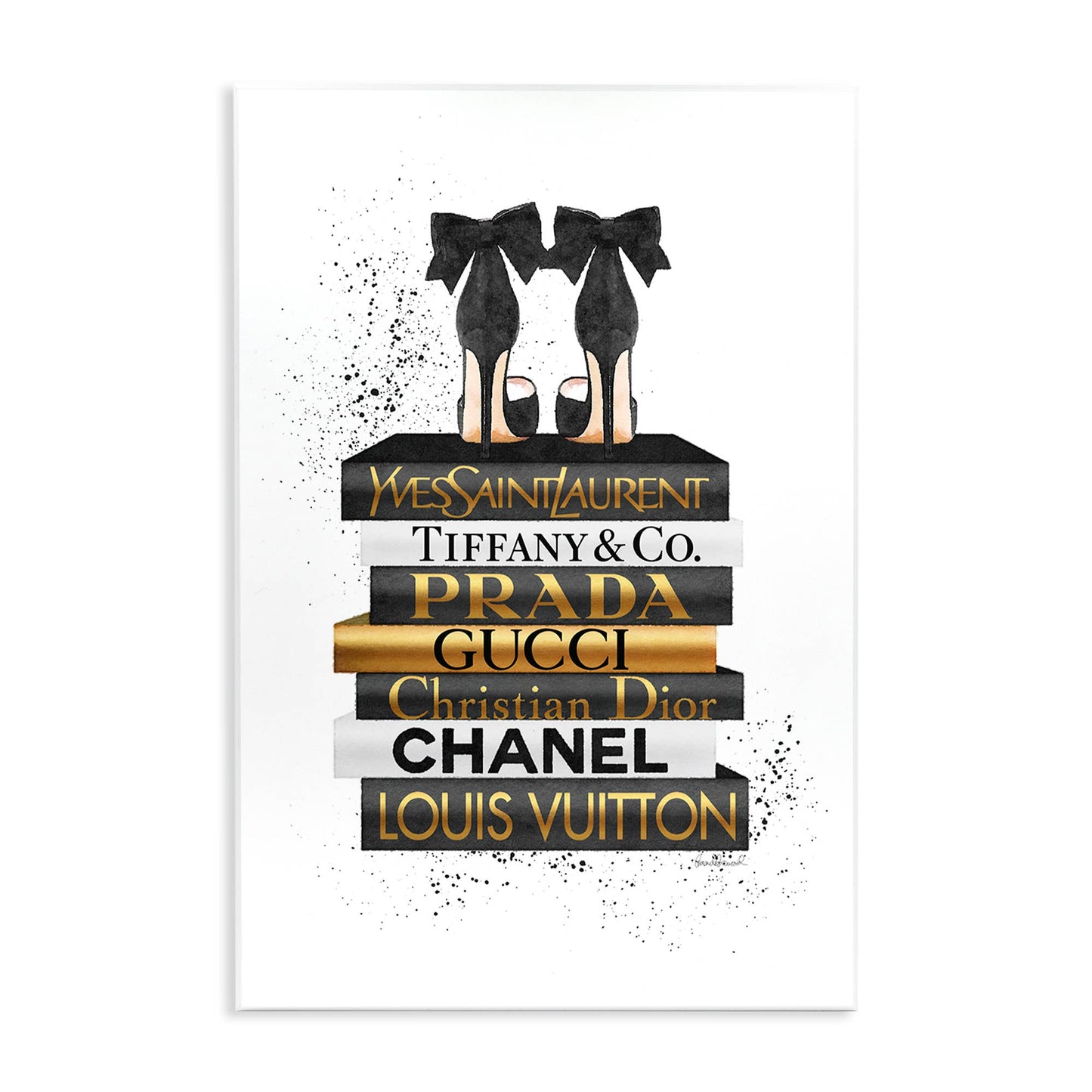 Black Gold White Glam Bookstack Wall Plaque