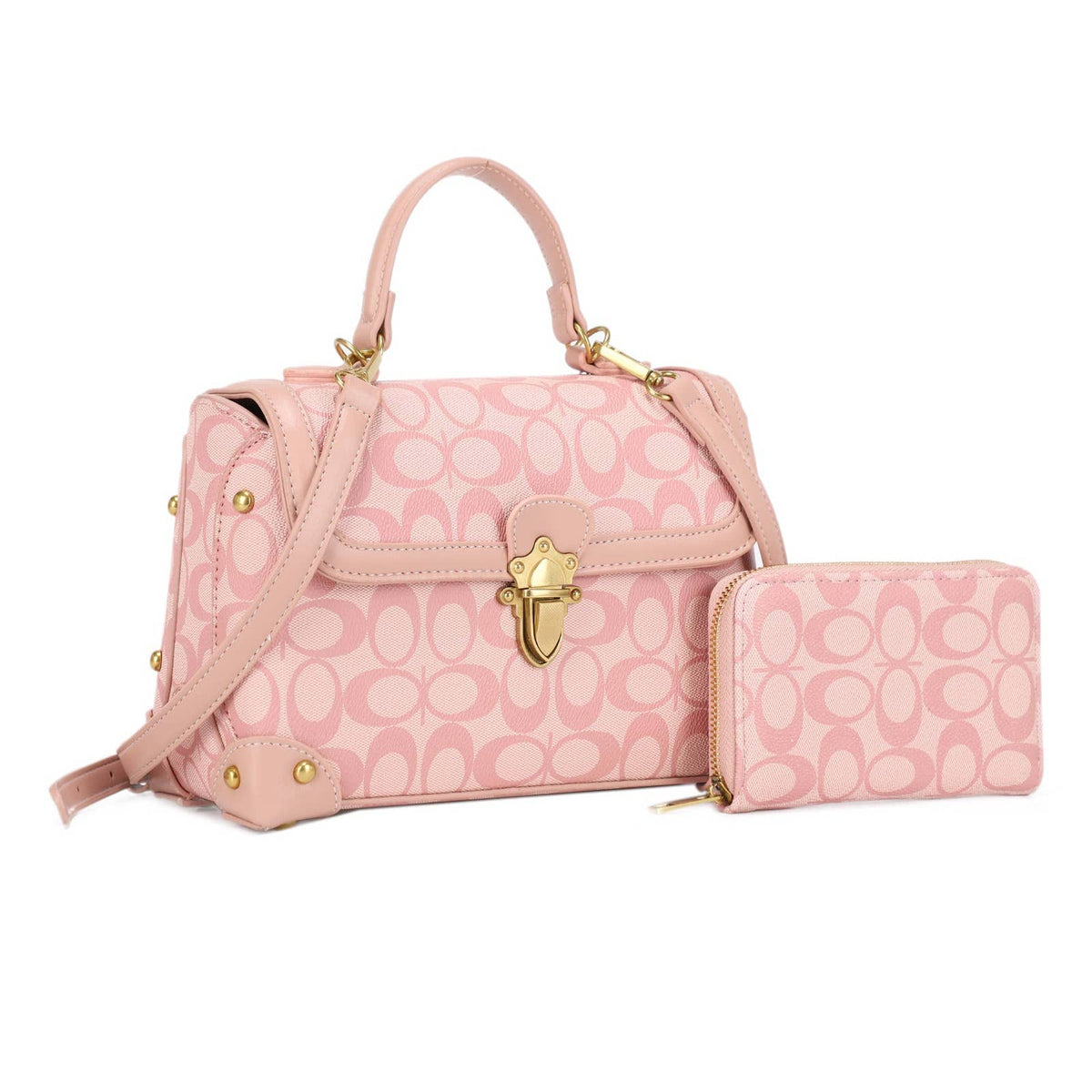 Designer-Inspired Monogram Satchel & Wallet Set