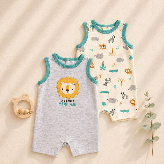 2pcs Set Baby Sleeveless Rompers Tank Top Jumpsuit