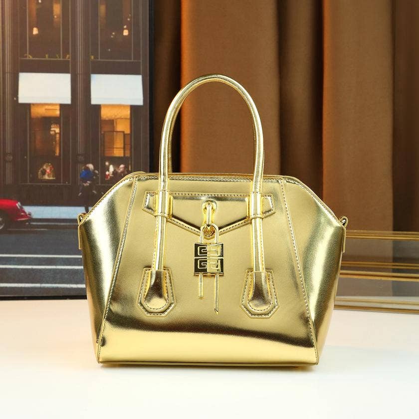 Lock Detail Cow Print Handbag Boston bag with 2 straps