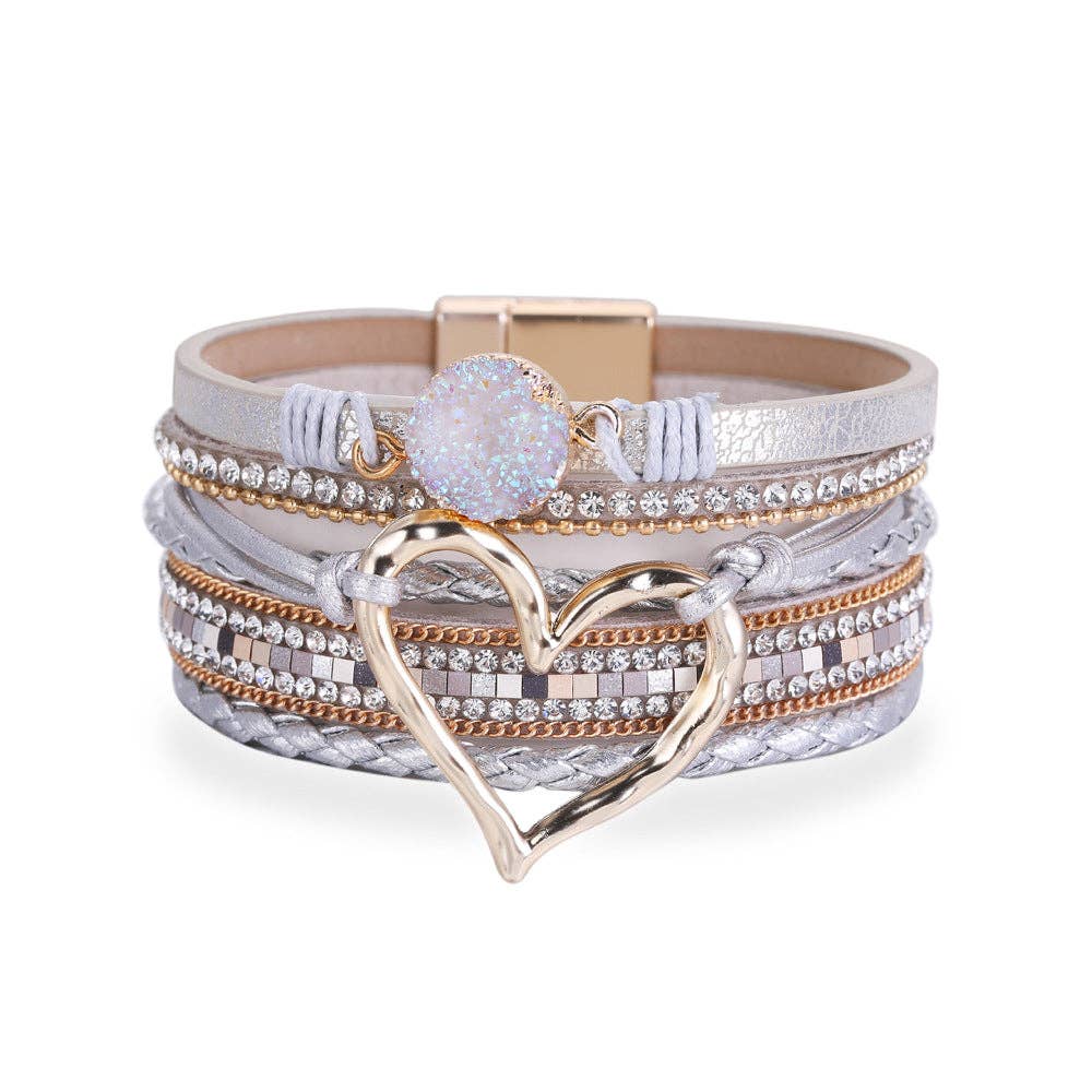 Rhinestone Bohemian Layered Love Bracelet DP25B588
