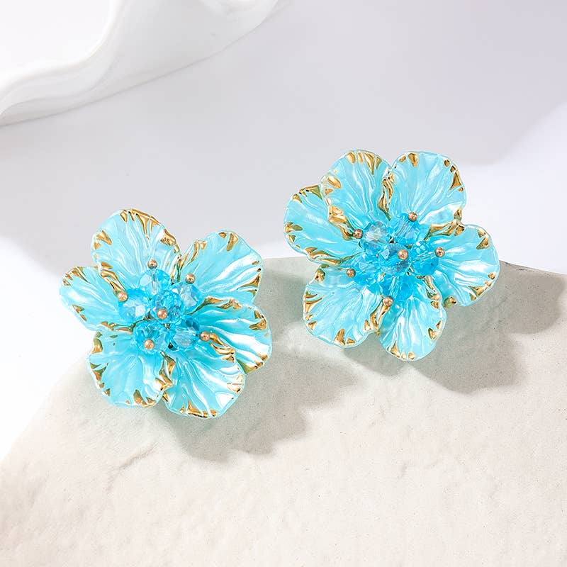 Summer Sweet Style Candy Color Flower Stud Earrings