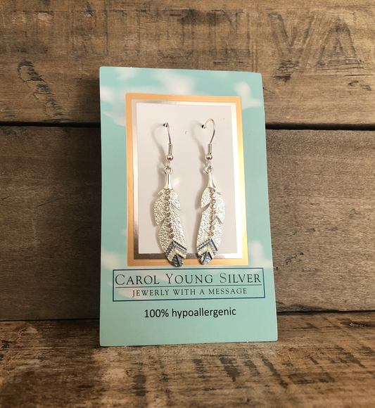 Eagle Feather Jewelry Earrings / Drop Wire on CARD