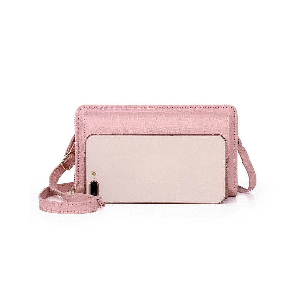 PU Leather Solid Color Card Slot Purse Mini One Shoulder Cell Phone Crossbody Bag