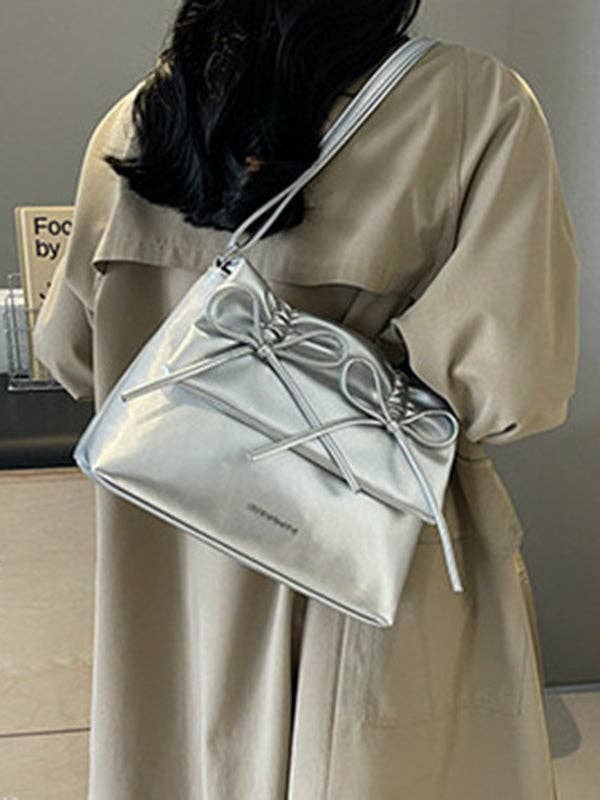 Bowknot Pleated Solid Color Crossbody Bags