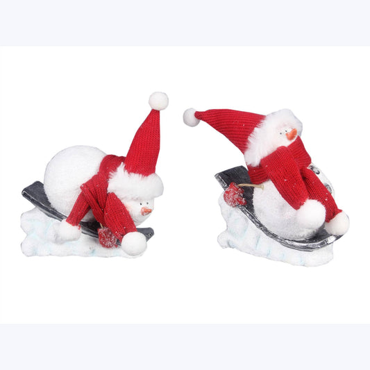 Resin Snowman on Sled, 2 Assorted Christmas (SKU#: 91522)