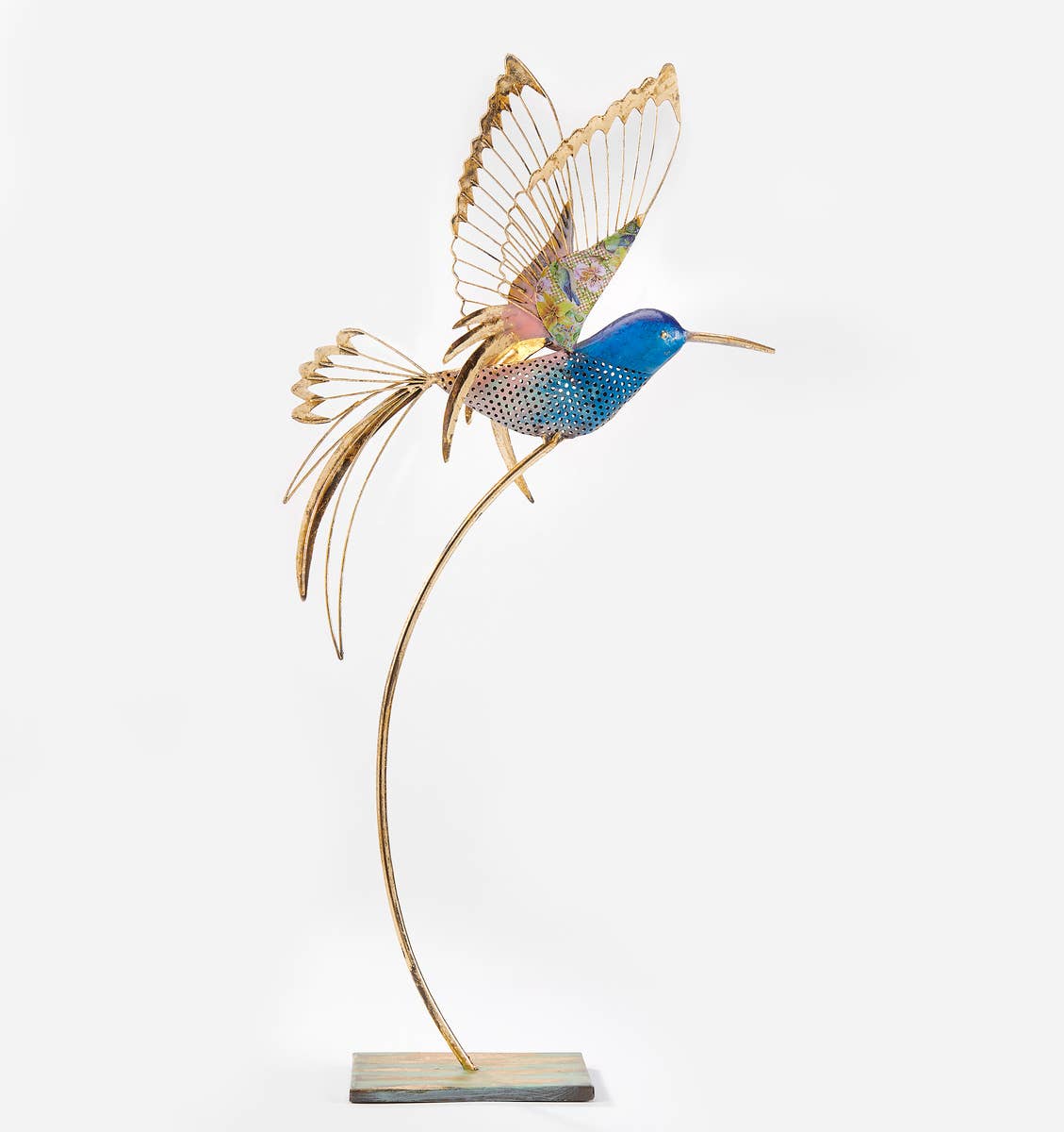 Metal Bird Table Decor Blue