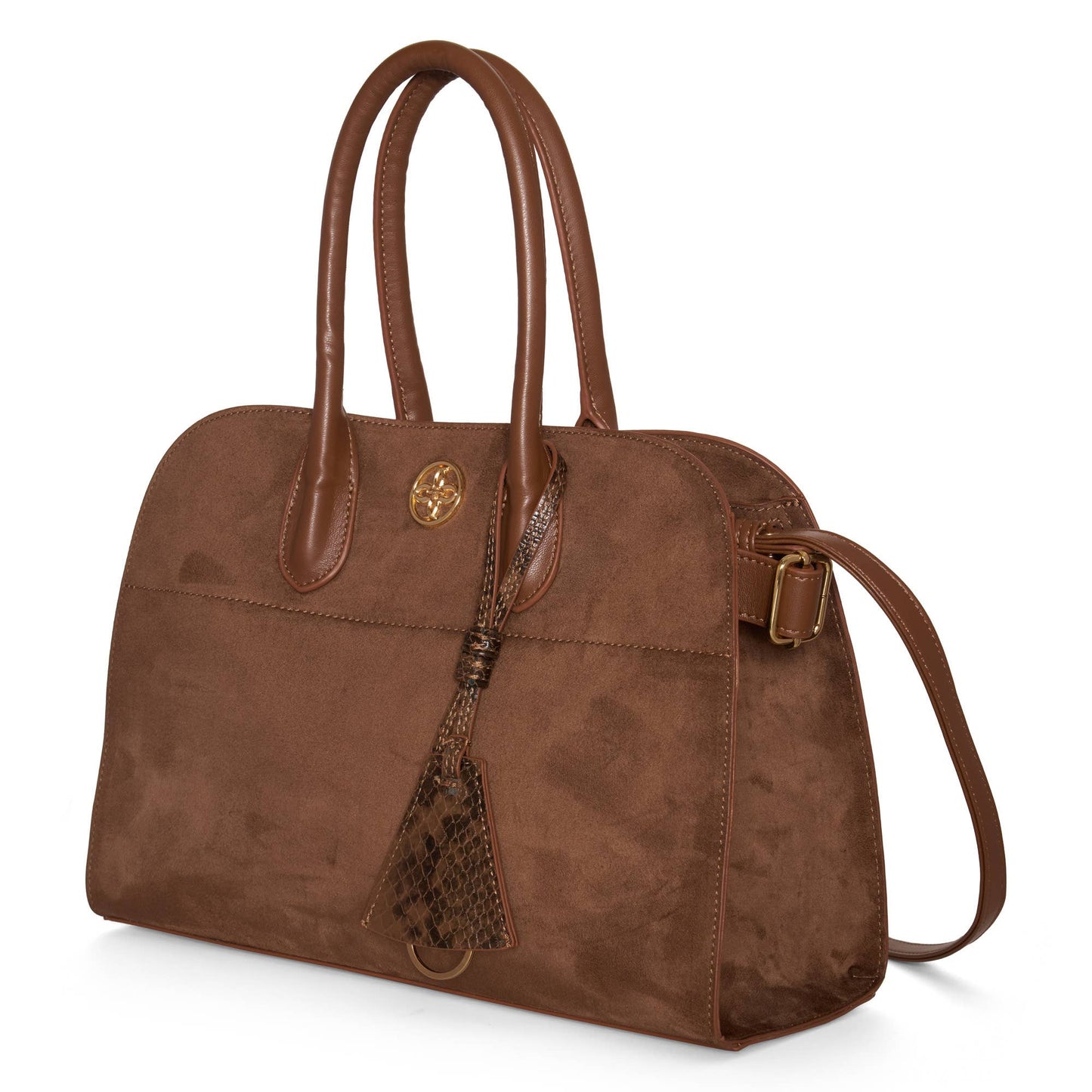 Aurora Suede Tassel Satchel  Chic Top Handle Handbag Purse