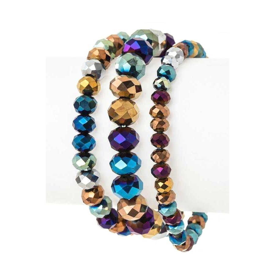 Multi Color Mix Beads Stretch Bracelet Set
