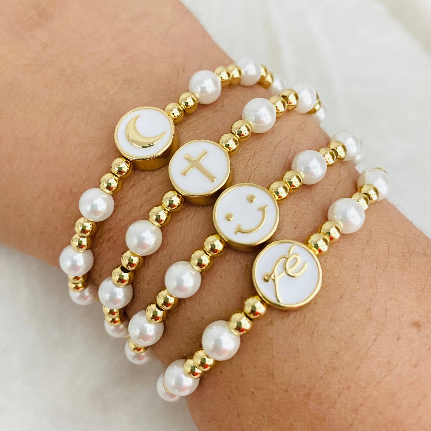 Pearl Ball Bracelet, Gold Ball Bracelet, Pearl Bracelet