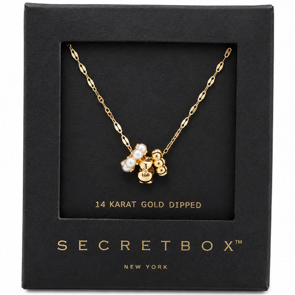 SECRET BOX GOLD SILVER DIPPED 3 RONDELLE NECKLAC, SB 210840