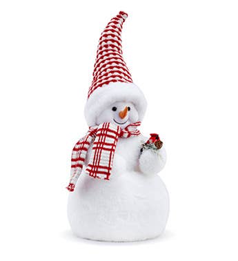 Plush Snowman Holding Cardinal #53469