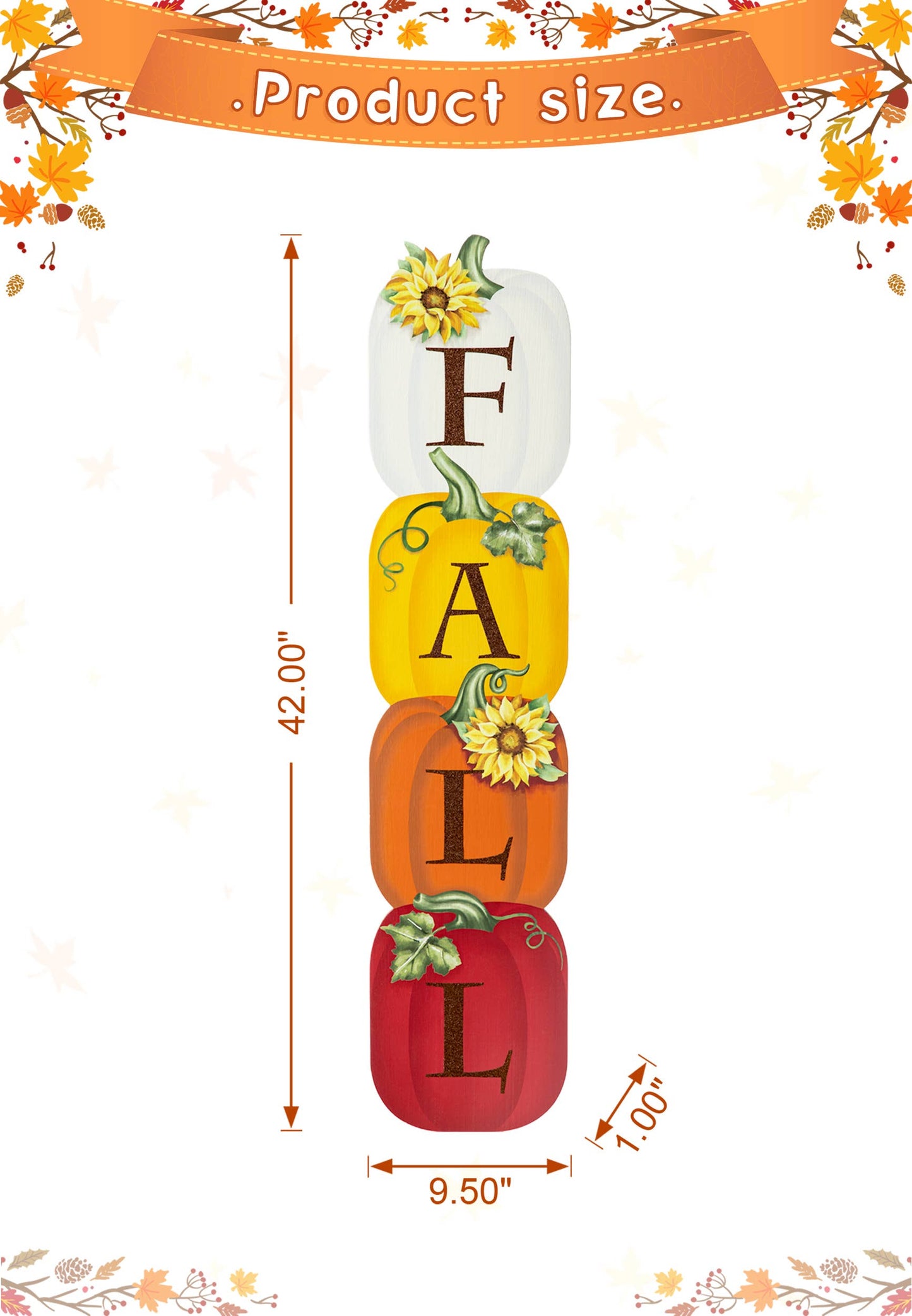 42"H Fall Wood Stacked Pumpkin Porch Decor
