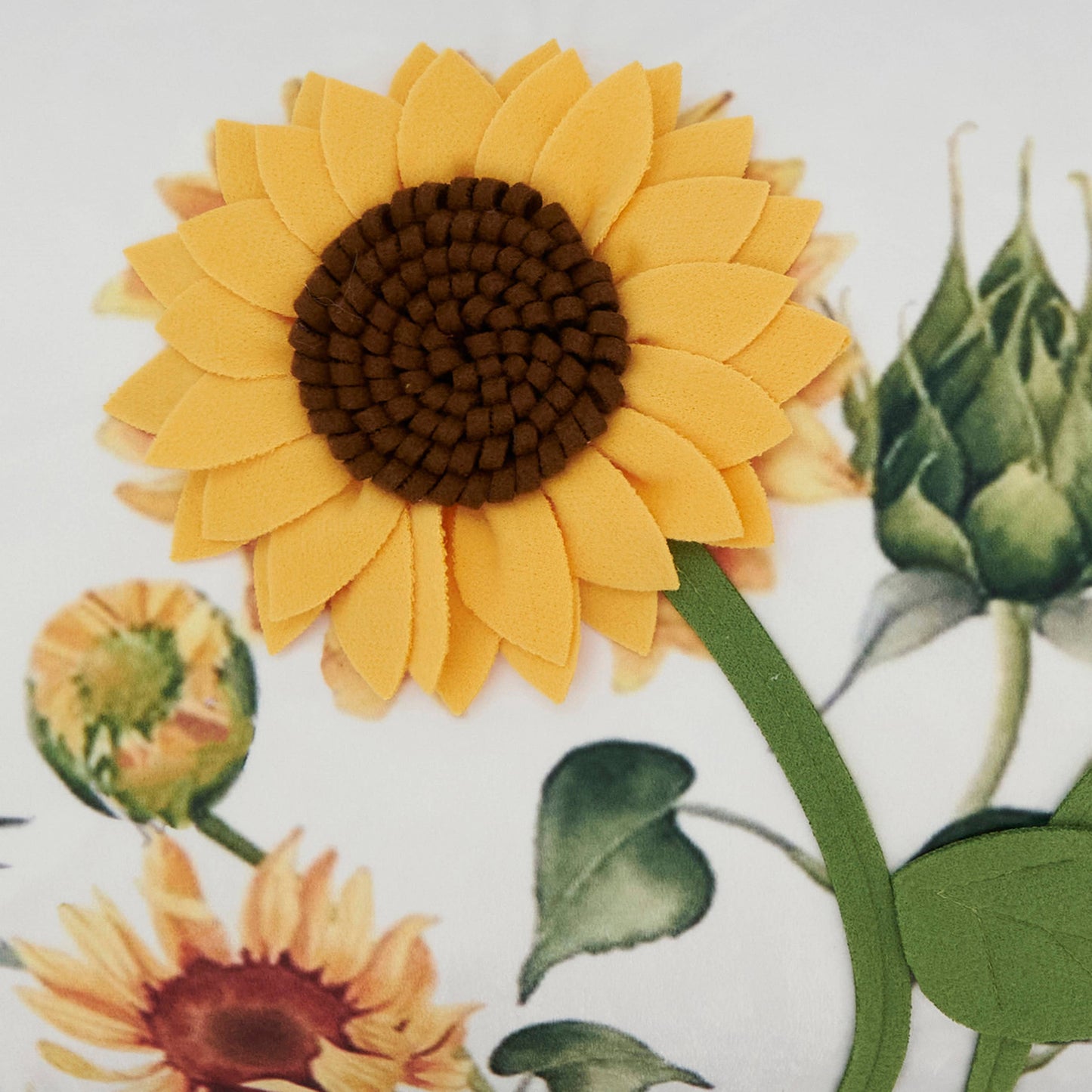 Bright Felt Applique Sunflower Pillow