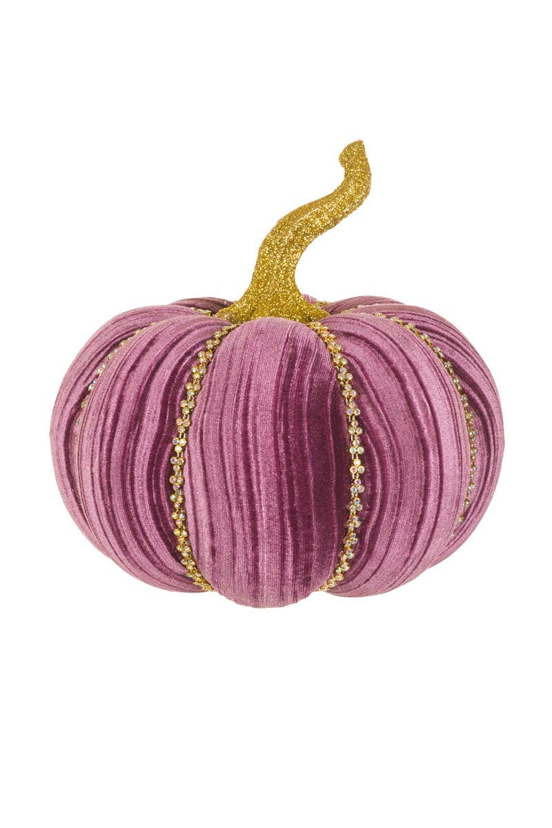 Royal Purple Glossy Pumpkin Accent With Bejeweled Ribs
