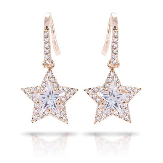 Star Cut Drop Earrings - Gold