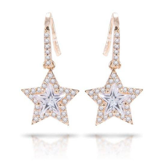 Star Cut Drop Earrings - Gold