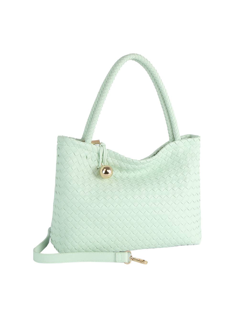 Woven Golden Ball Clasp Tote Bag