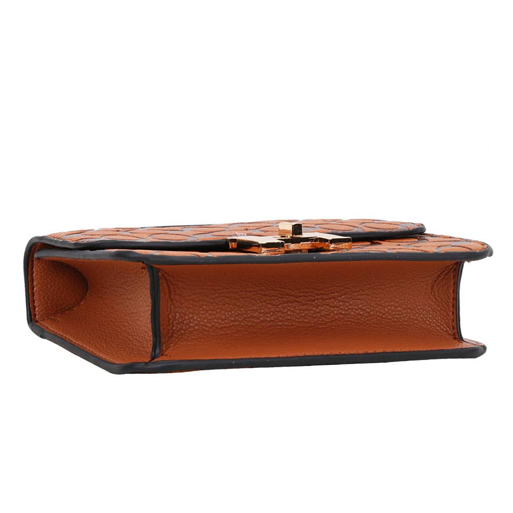ROUND PATTERN H BUCKLE CROSSBODY BAG, DP 1116 A