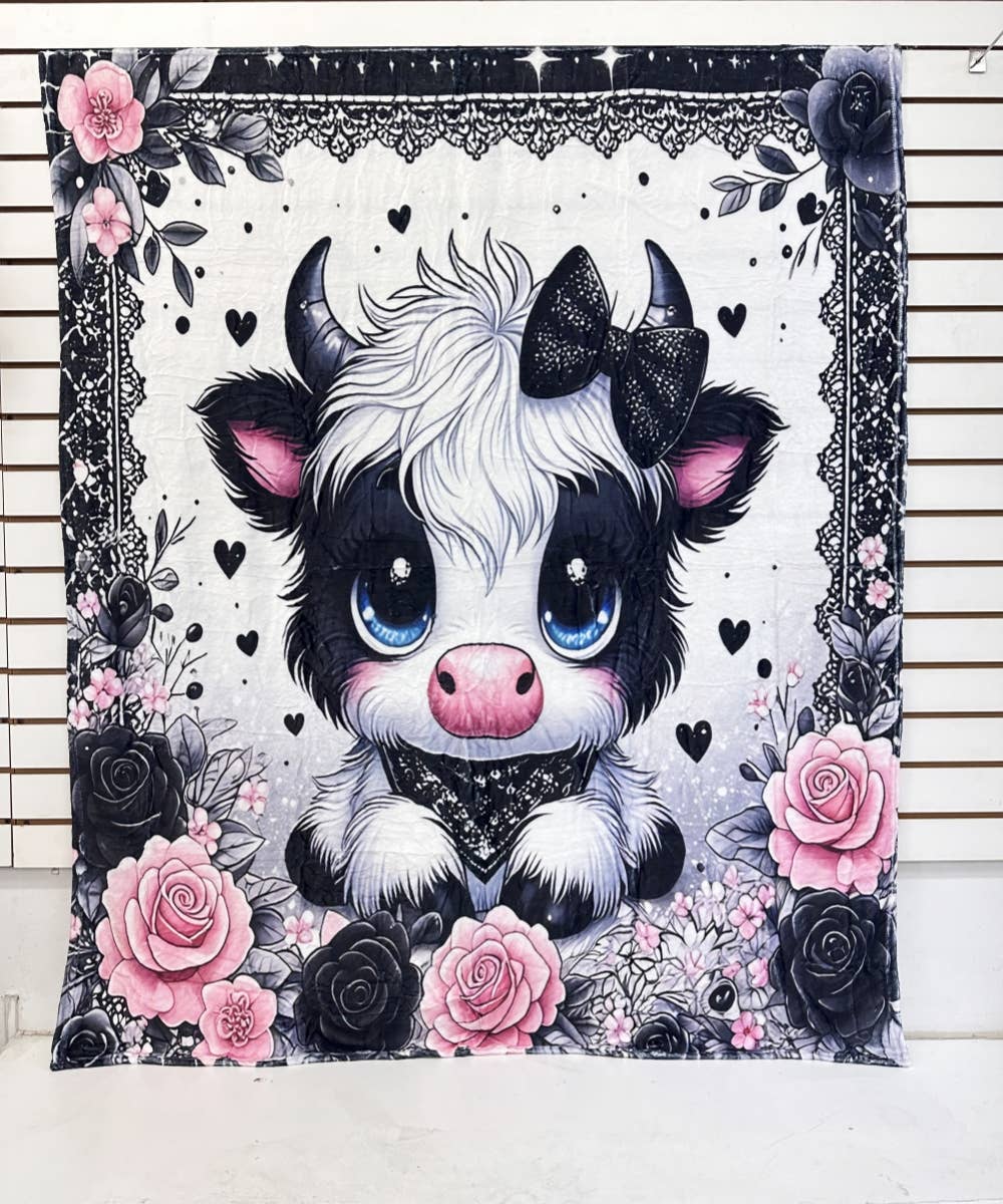 HIGHLAND COW PRINT FLANNEL BLANKET