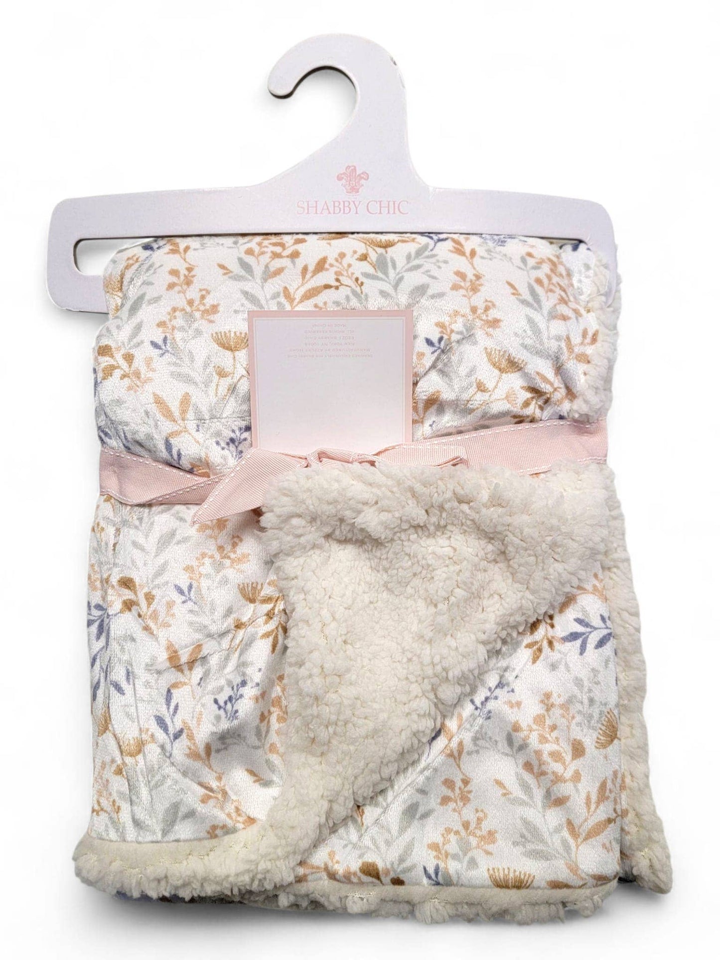 30" x 40" Floral Sherpa Baby Blanket with Hanger