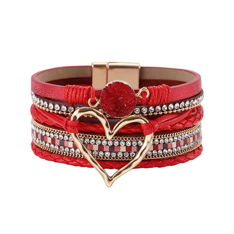 Rhinestone Bohemian Layered Love Bracelet DP25B588