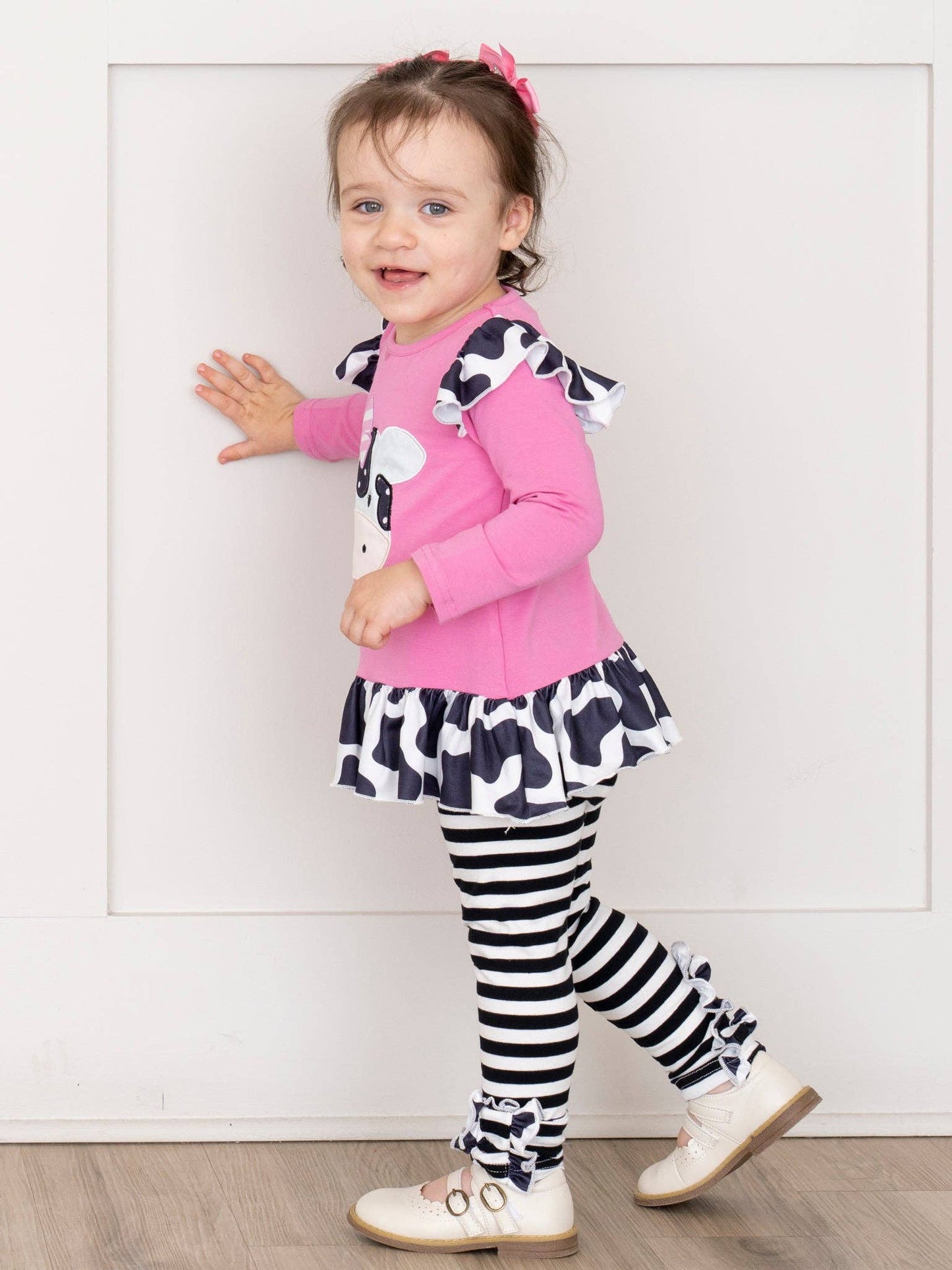 Lil’ Moo Ruffle Embroidered Cow Outfit