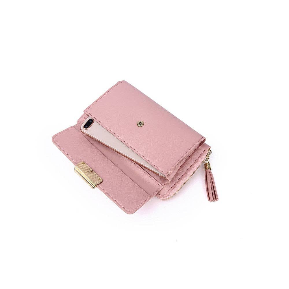 PU Leather Solid Color Card Slot Purse Mini One Shoulder Cell Phone Crossbody Bag