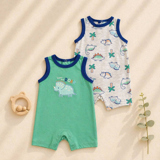 2pcs Set Baby Sleeveless Rompers Tank Top Jumpsuit