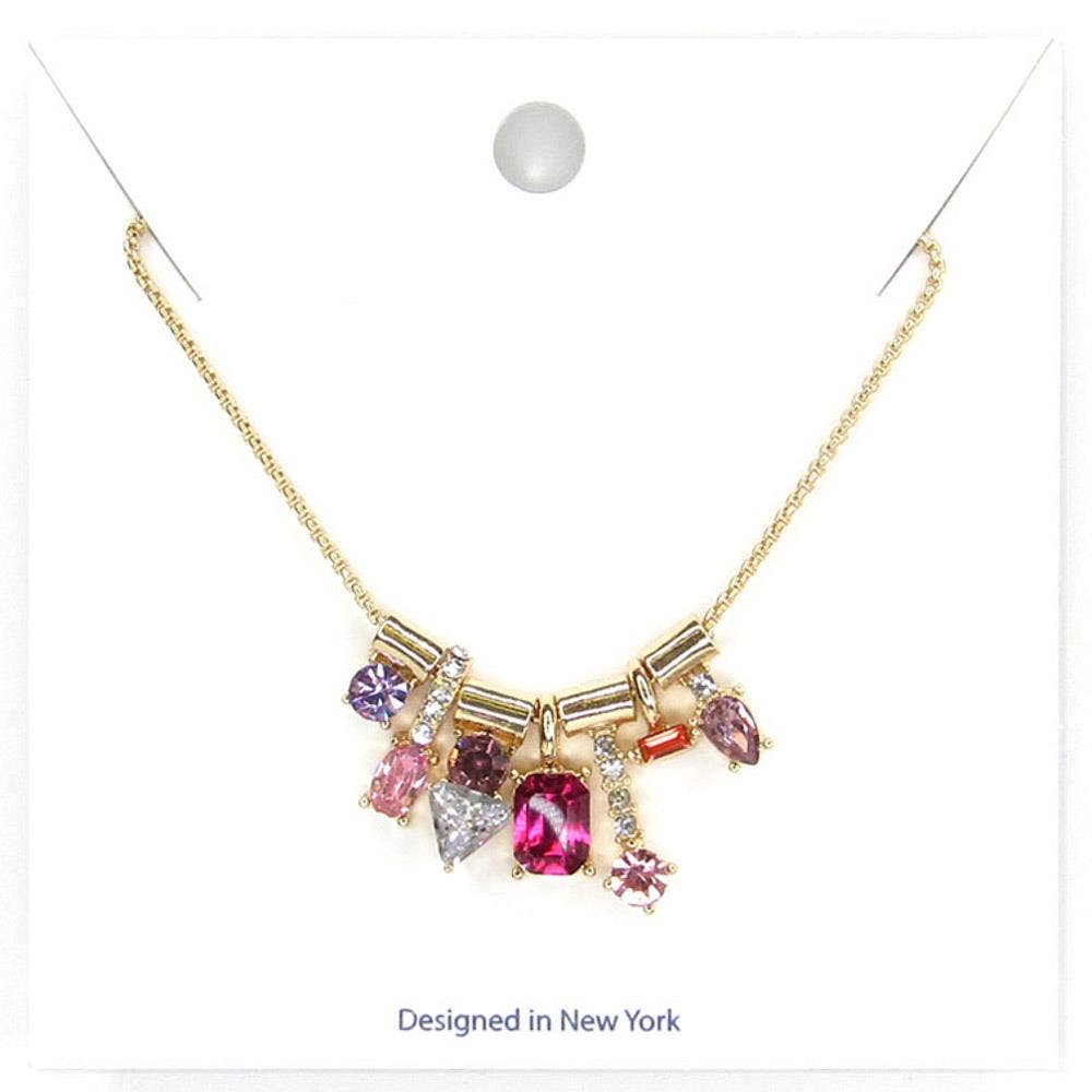 Multishape Rhinestone Pendant Necklace Earring Set 9