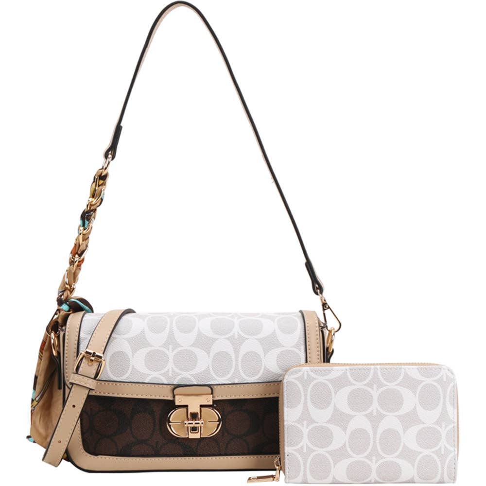 MONOGRAM FAUX LEATHER SHOULDER CROSSBODY BAG WAL, 8PS 1362A